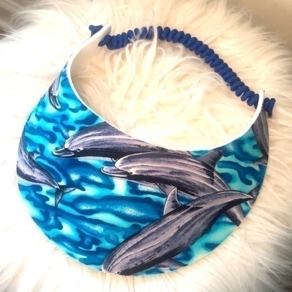 SUN VISOR | Ocean Dolphin Print Foam Sun Visor with Adjustable Pull Strap - Picture 1 of 3